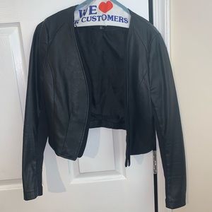 Cropped Leather Blazer